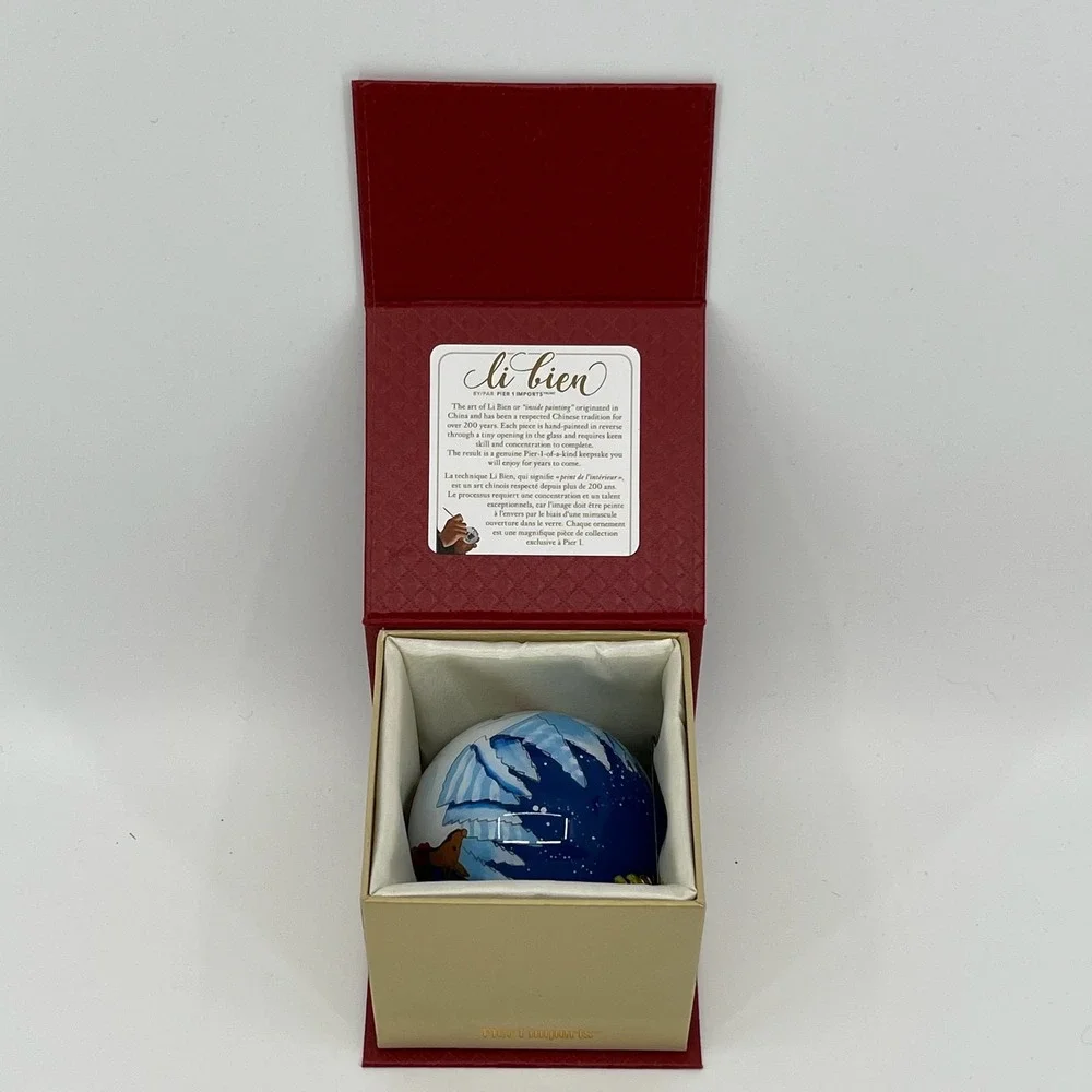 Pier 1 Li Bien Leaping Deer Ornament 2018 Hand Painted Glass Christmas Boxed